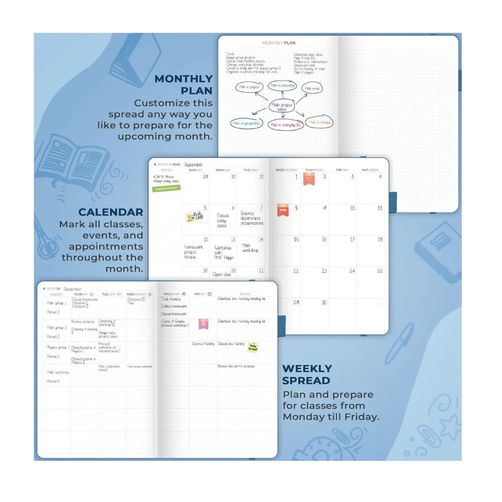 Clever Fox Teacher Planner School Year Planner w/Calendars & Lesson Plans 7”x10”